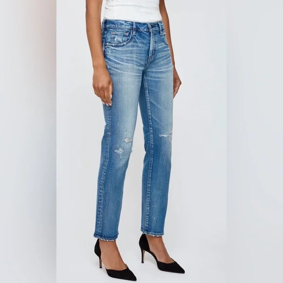 MOUSSY VINTAGEBRIDGEVILLE SLIM STRAIGHT distressed jeans XS